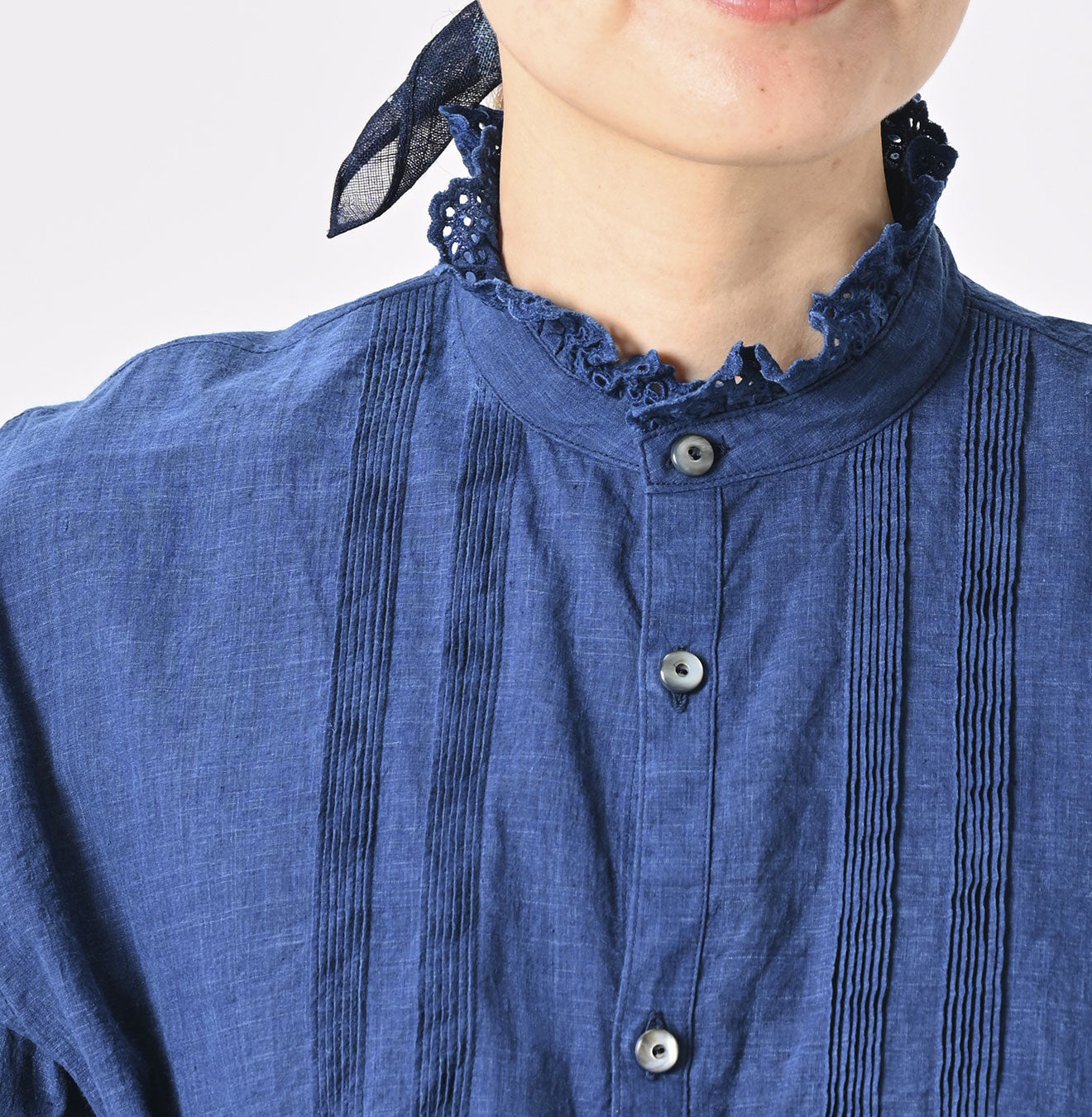 45R Ai Indigo Khadi Cutwork Blouse