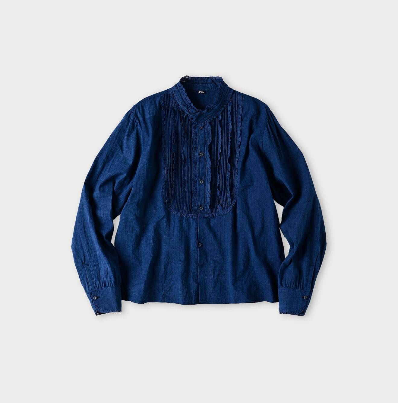 Ai Indigo Khadi Pintuck Lace Blouse