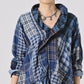 45R Indigo Flannel Patchwork Frilled Cachecoeur Blouse