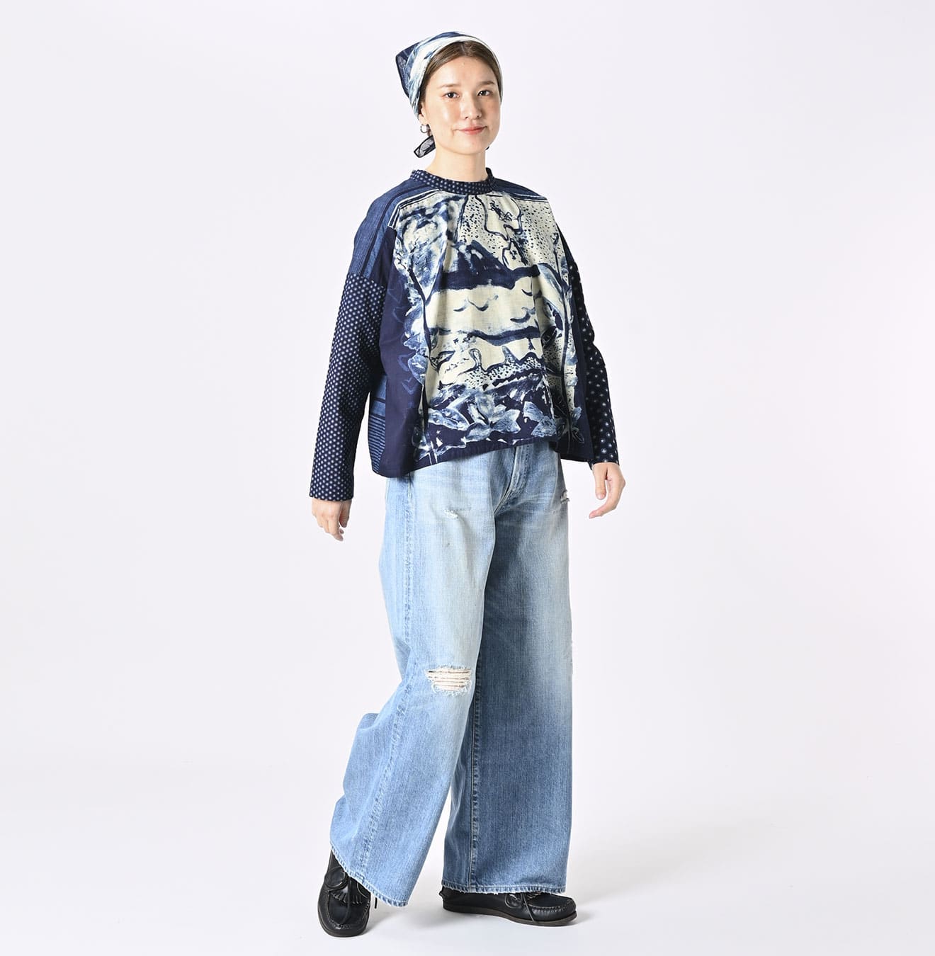 Indigo Picture Book Bandana Blouse - 45R by 45rpm studio