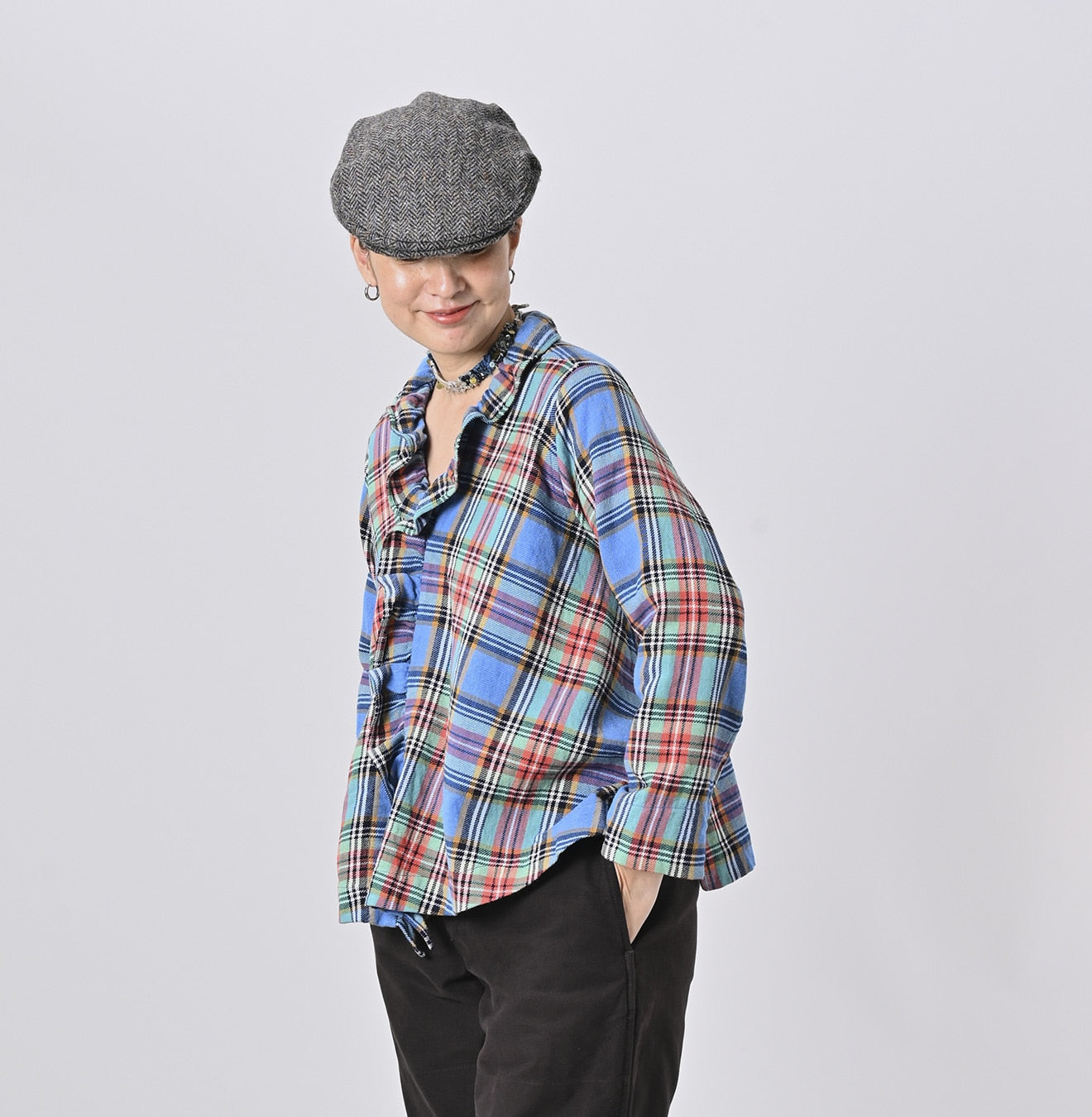 45R Flannel Tartan Frilled Cachecoeur