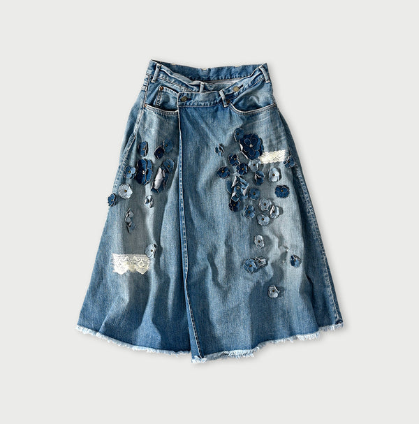 Rye Mugi Denim Fleur Crossover Skirt Sei