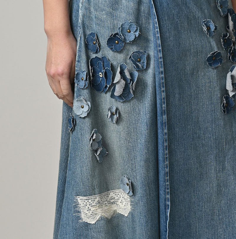 Rye Mugi Denim Fleur Crossover Skirt Sei