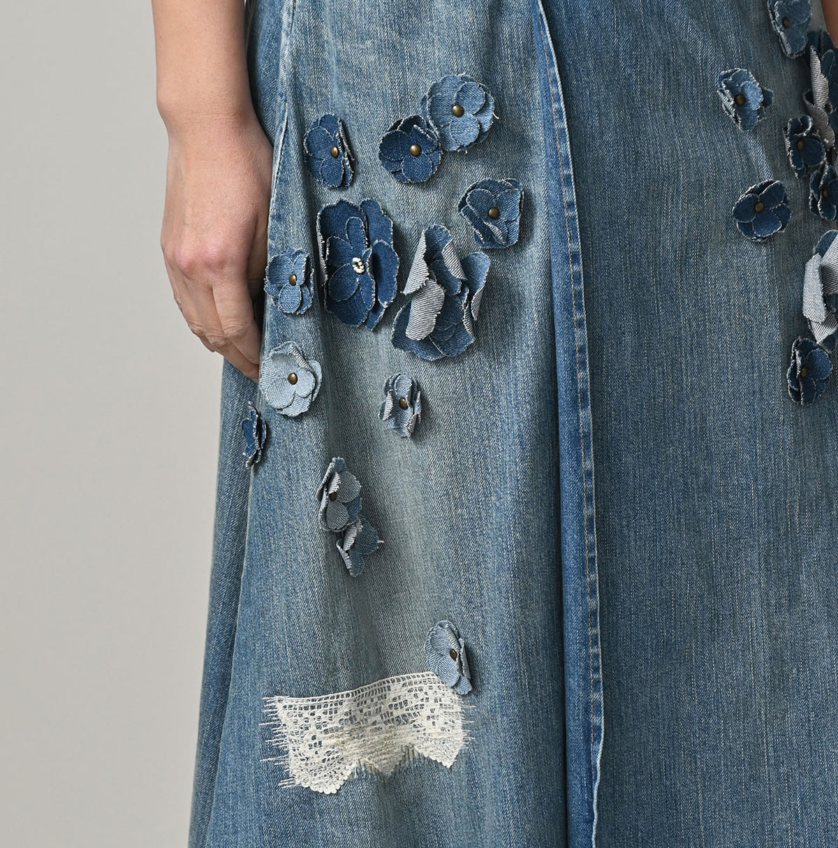 Rye Mugi Denim Fleur Crossover Skirt Sei