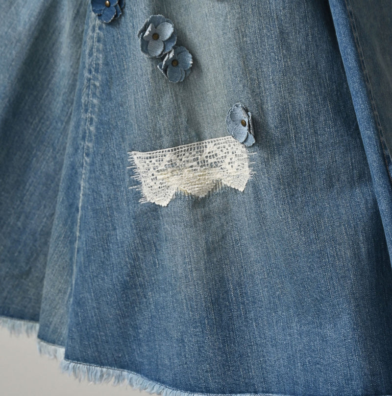 Rye Mugi Denim Fleur Crossover Skirt Sei