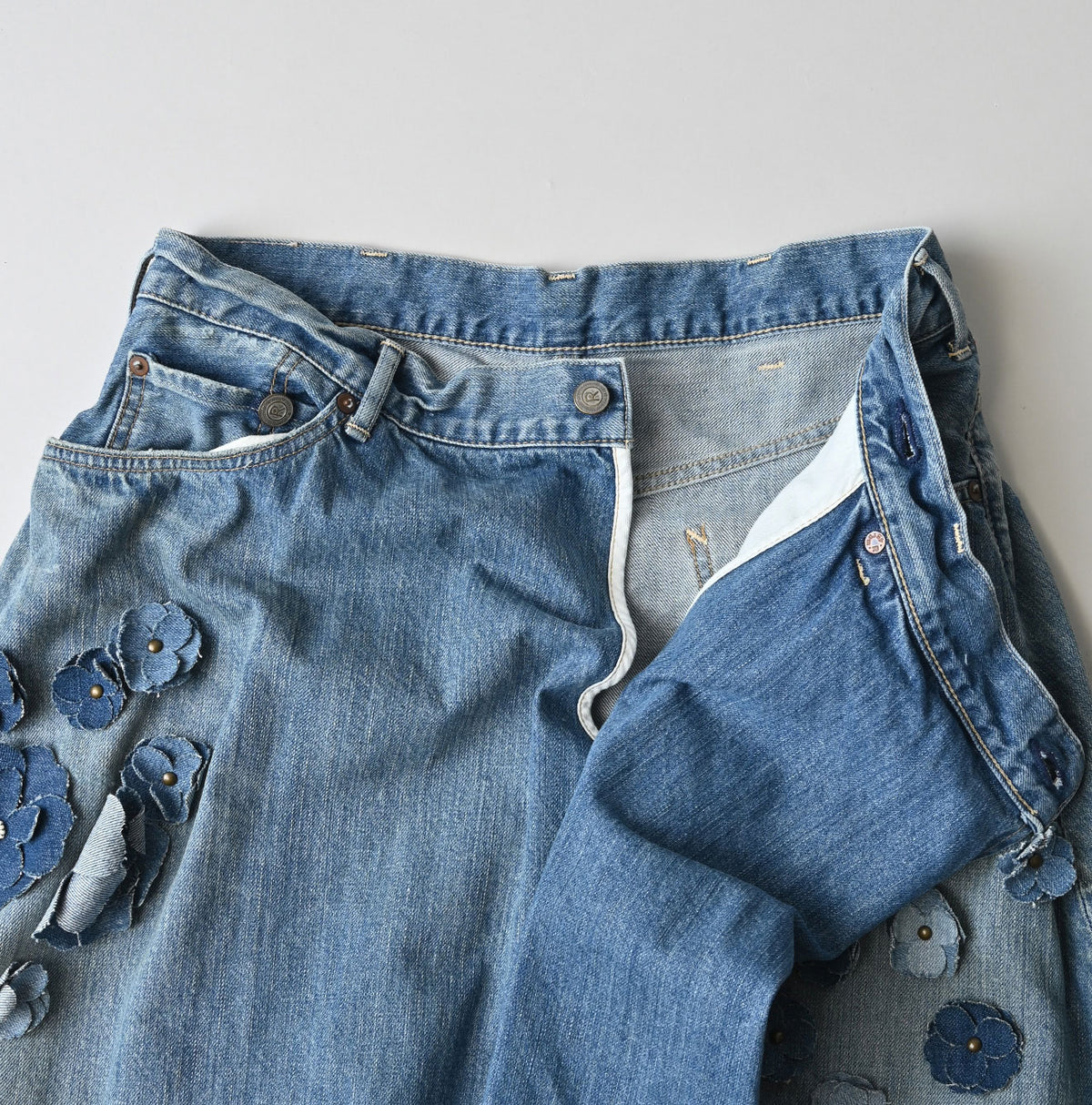 Rye Mugi Denim Fleur Crossover Skirt Sei