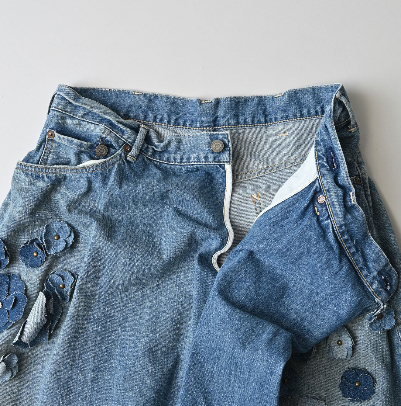 Rye Mugi Denim Fleur Crossover Skirt Sei