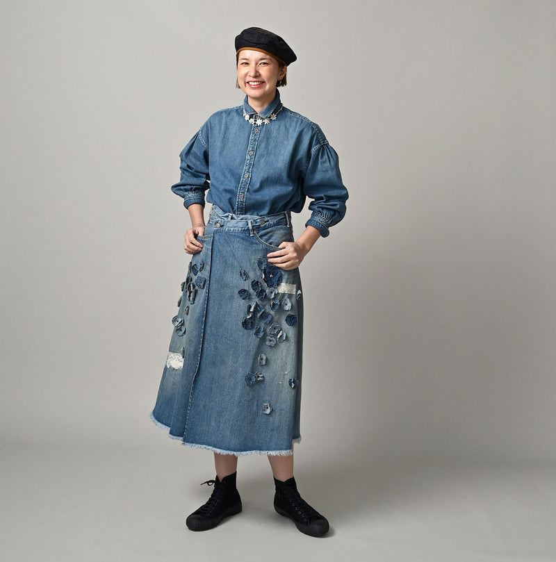 Rye Mugi Denim Fleur Crossover Skirt Sei - Image 2