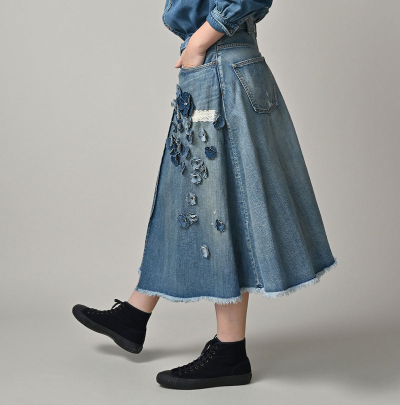 Rye Mugi Denim Fleur Crossover Skirt Sei