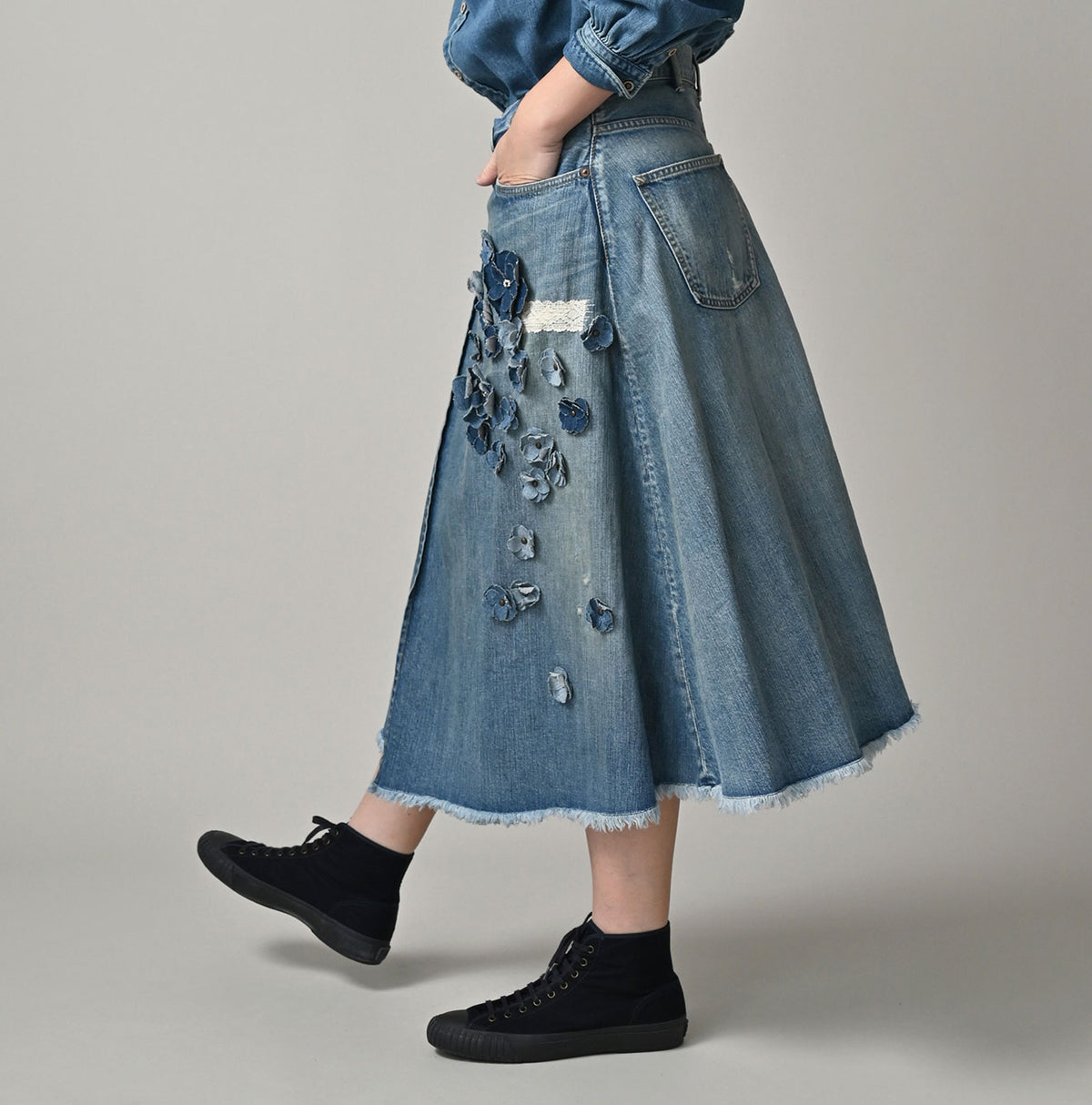Rye Mugi Denim Fleur Crossover Skirt Sei