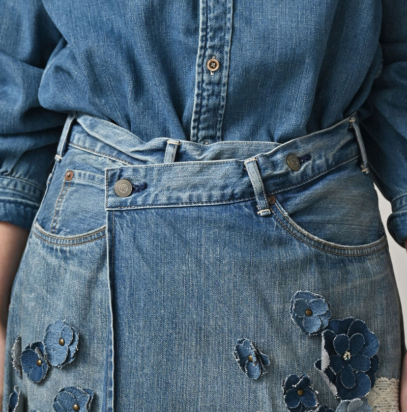 Rye Mugi Denim Fleur Crossover Skirt Sei - Image 7