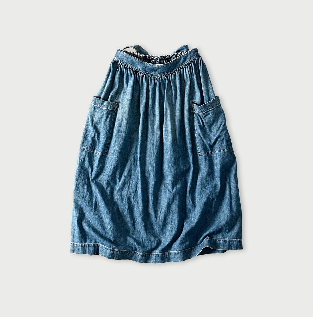 45R 45 Petit Denim Apron Skirt Distressed