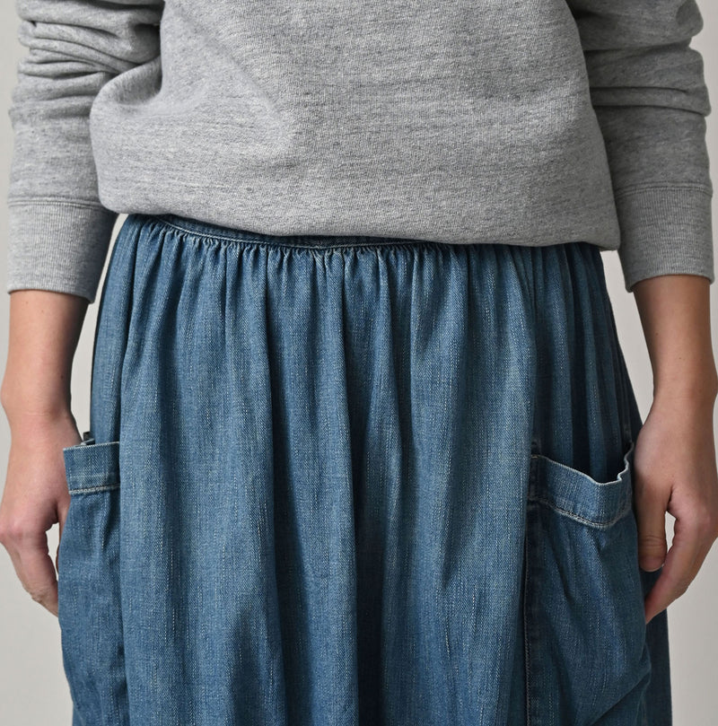 45R 45 Petit Denim Apron Skirt Distressed