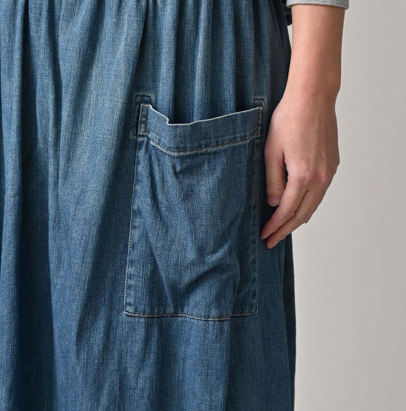 45R 45 Petit Denim Apron Skirt Distressed