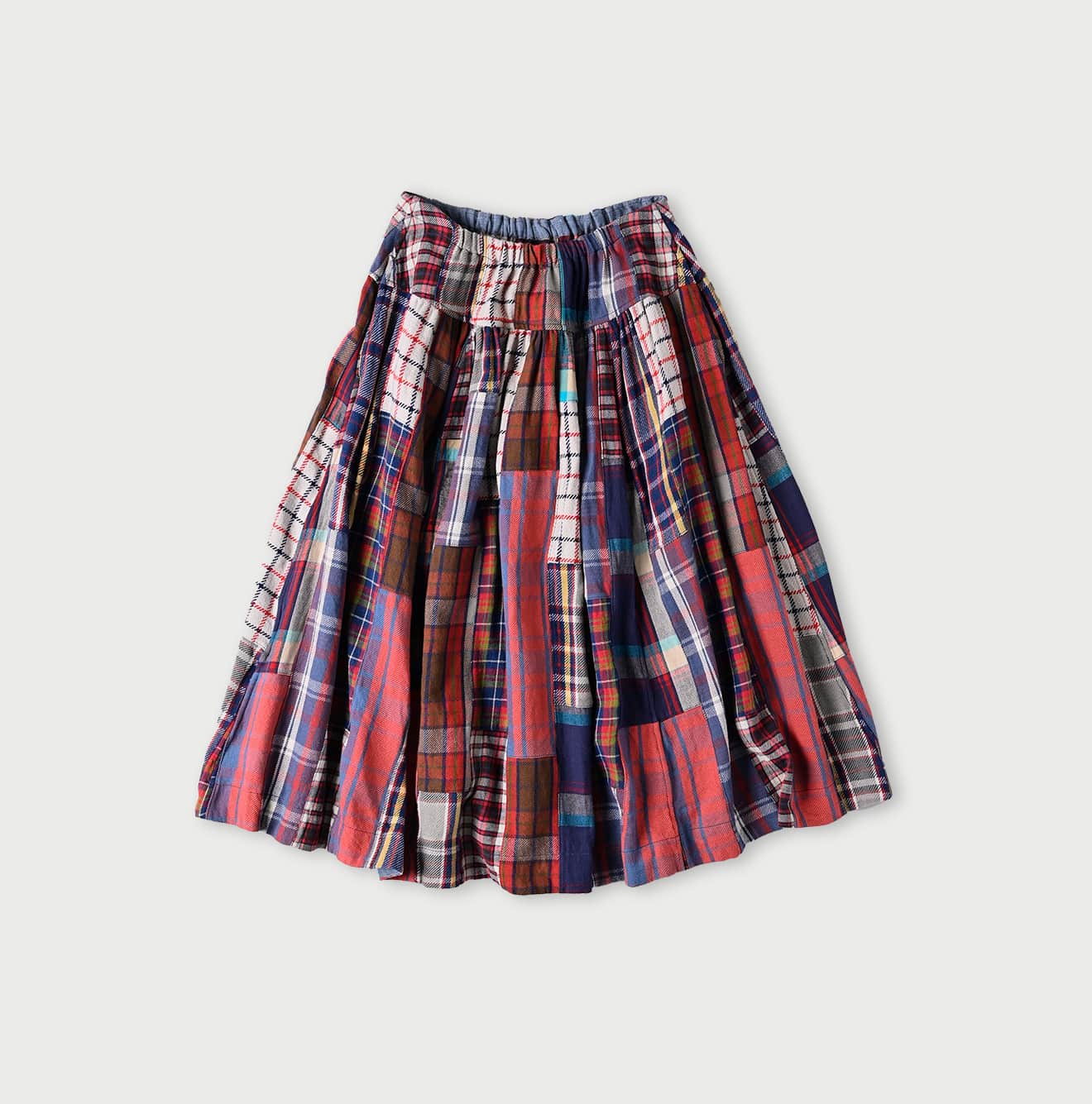 45R Flannel Patchwork Yoke Gathered Skirt