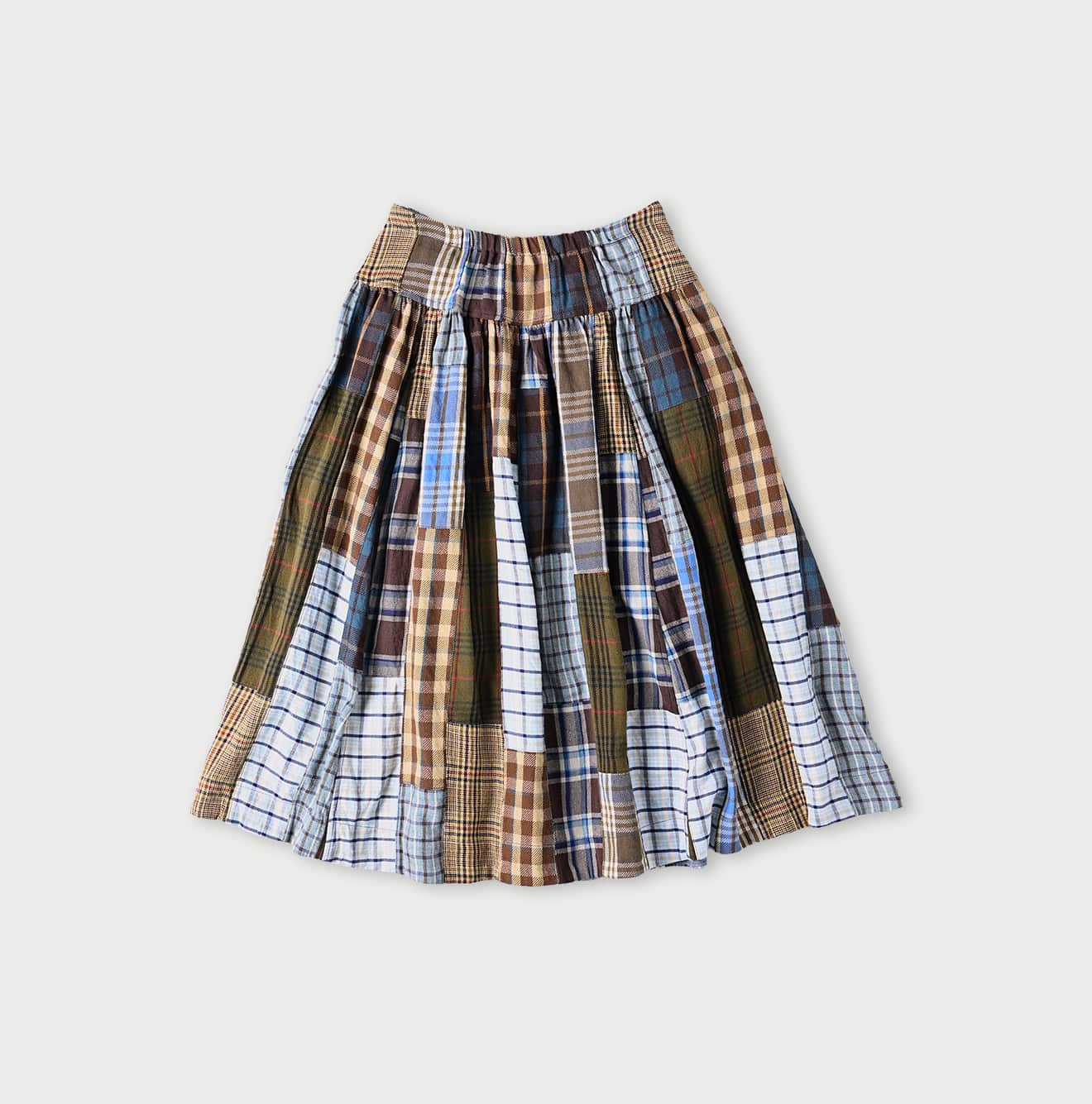 45R Flannel Patchwork Yoke Gathered Skirt