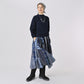 45R Indigo Flannel Patchwork Yoke Gathered Skirt