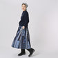 45R Indigo Flannel Patchwork Yoke Gathered Skirt