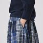 45R Indigo Flannel Patchwork Yoke Gathered Skirt