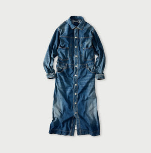 Mugihiko Denim Trucker Dress Distressed