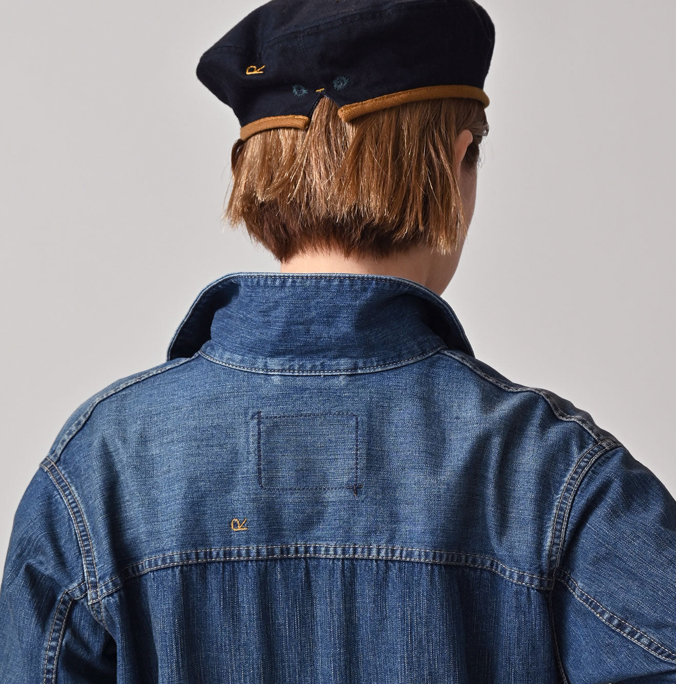45R Mugihiko Denim Trucker Dress Distressed