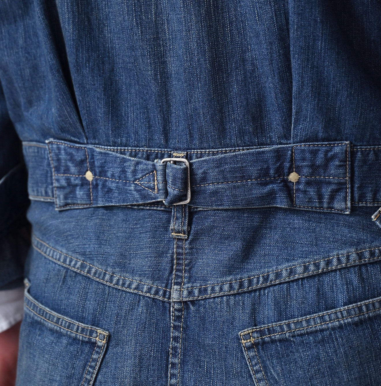 45R Mugihiko Denim Trucker Dress Distressed