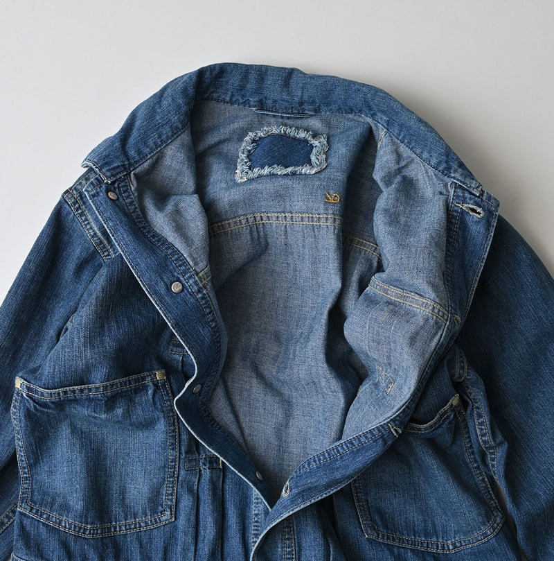 45R Mugihiko Denim Trucker Dress Distressed