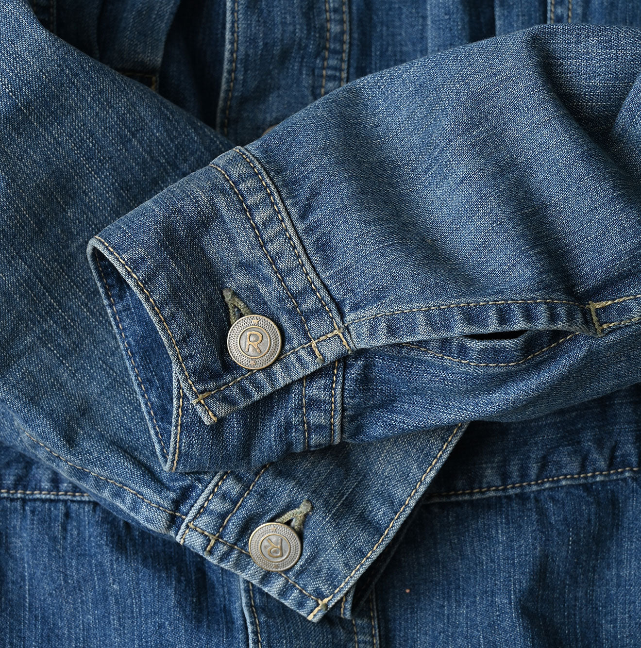 45R Mugihiko Denim Trucker Dress Distressed