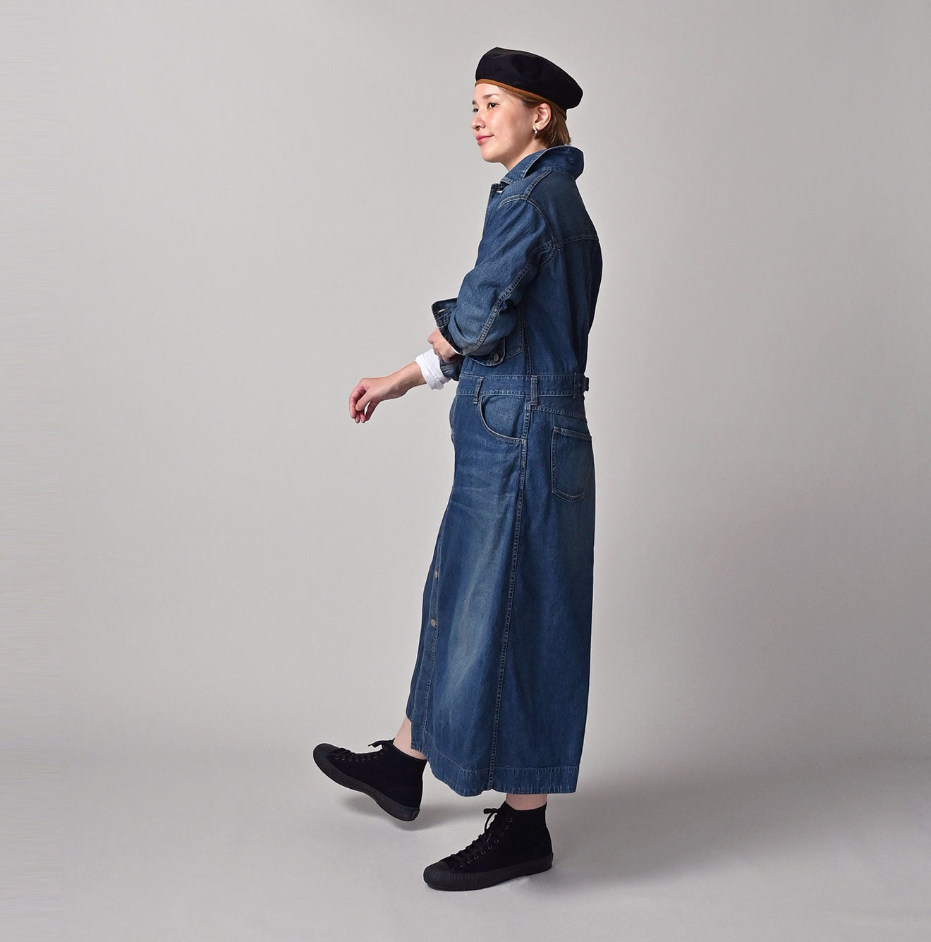 45R Mugihiko Denim Trucker Dress Distressed