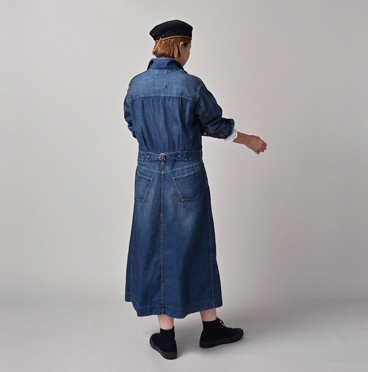 45R Mugihiko Denim Trucker Dress Distressed