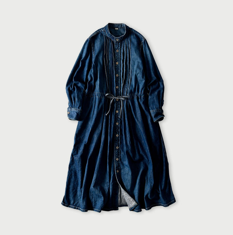 45R 45 Petit Denim Tuck Dress Distressed