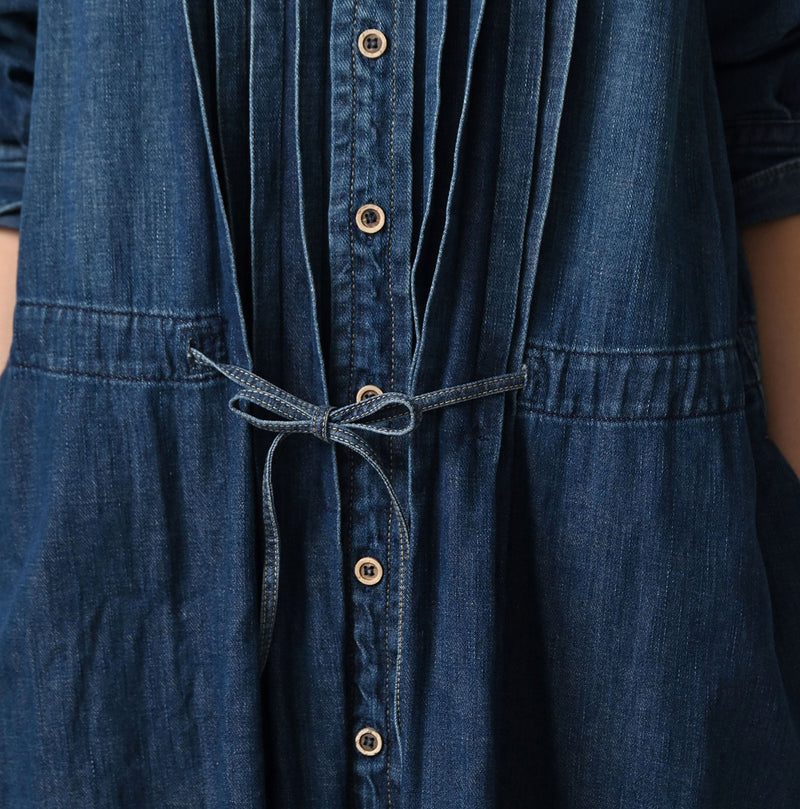 45R 45 Petit Denim Tuck Dress Distressed