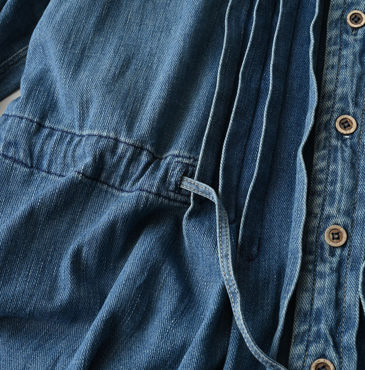 45R 45 Petit Denim Tuck Dress Distressed