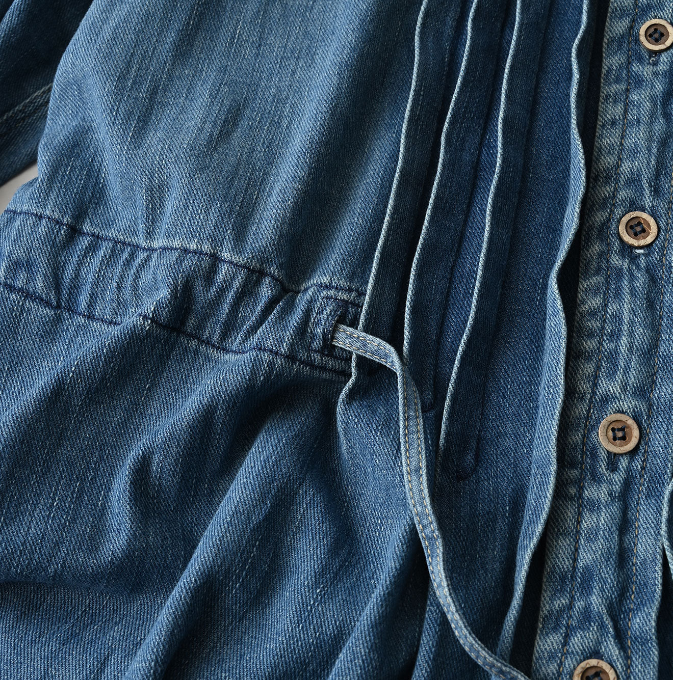 45R 45 Petit Denim Tuck Dress Distressed