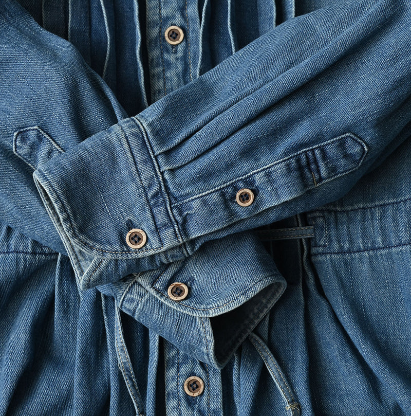 45R 45 Petit Denim Tuck Dress Distressed