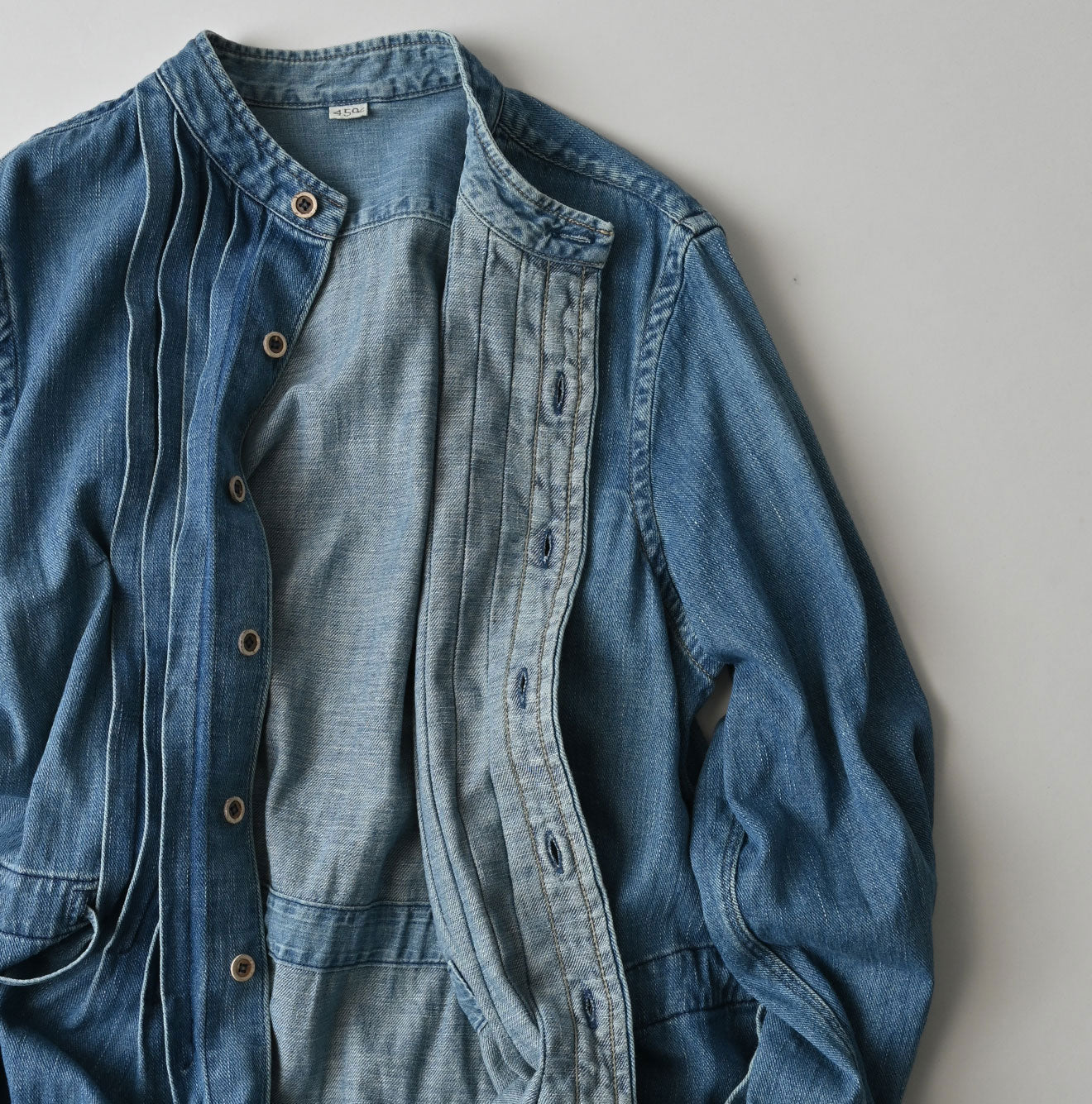 45R 45 Petit Denim Tuck Dress Distressed