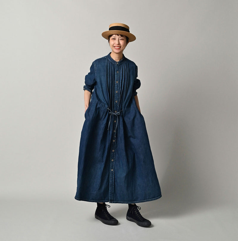 45R 45 Petit Denim Tuck Dress Distressed