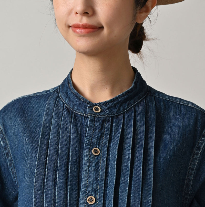 45R 45 Petit Denim Tuck Dress Distressed