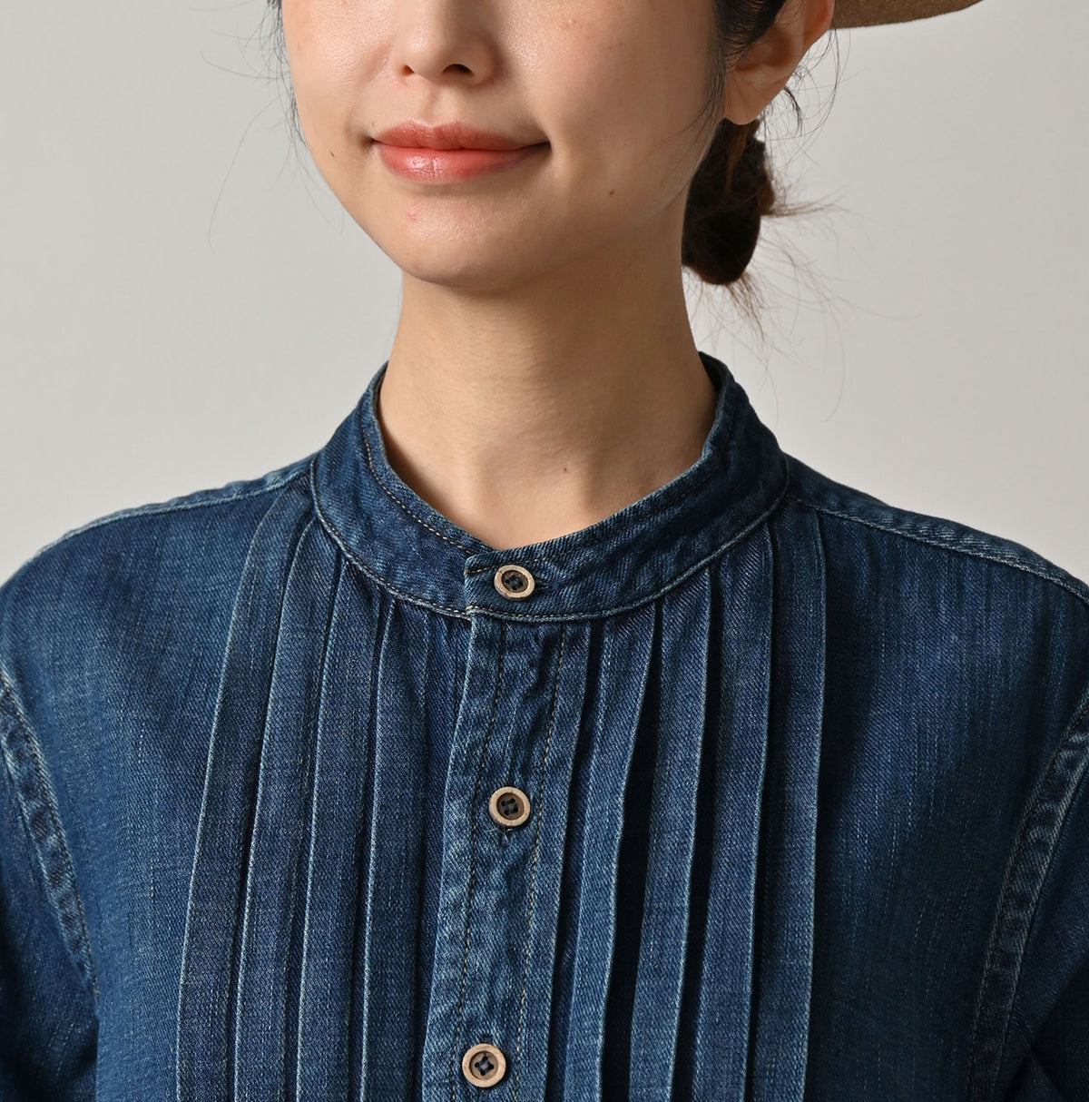 45R 45 Petit Denim Tuck Dress Distressed