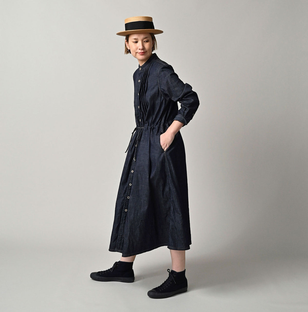 45R 45 Petit Denim Tuck Dress Nou