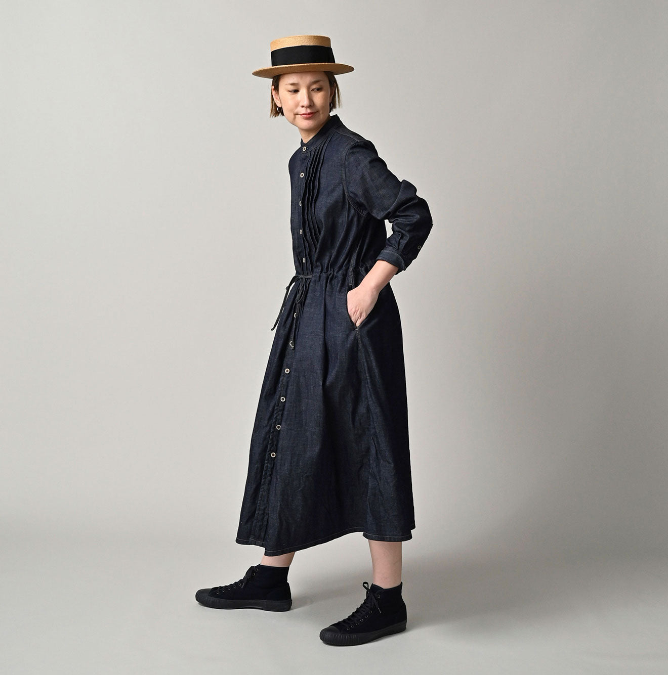 45R 45 Petit Denim Tuck Dress Nou