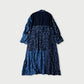 45R Indigo Bassen Mix Double-woven Flower Patchwork Dress