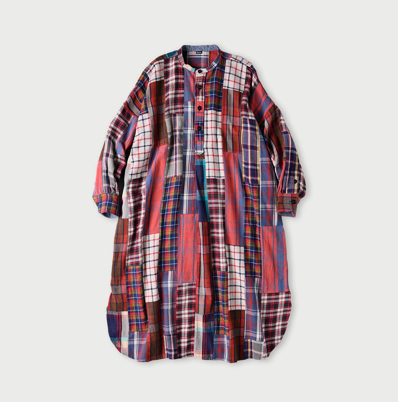 45R Flannel Patchwork Big Shirt Dress