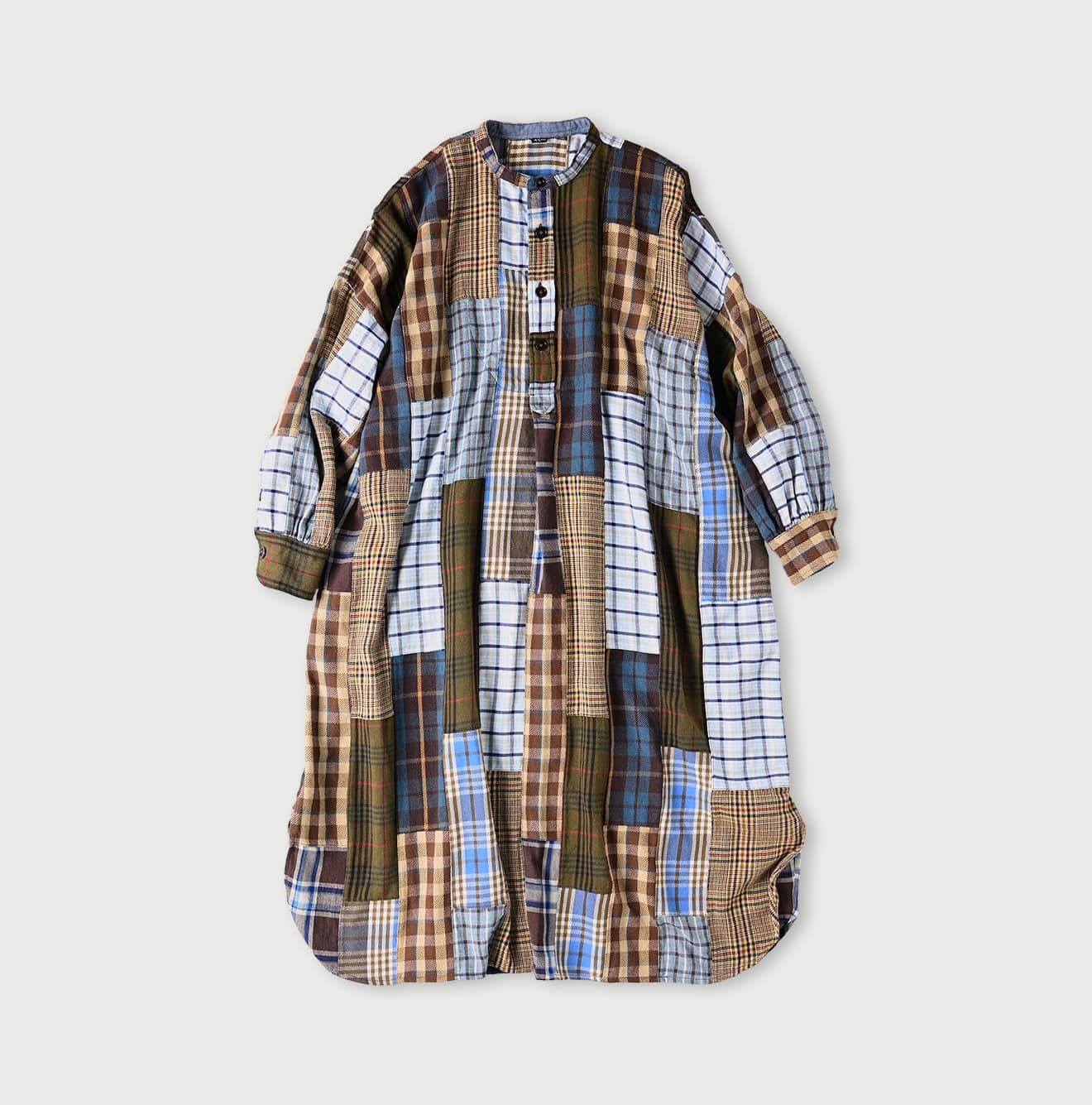 45R Flannel Patchwork Big Shirt Dress