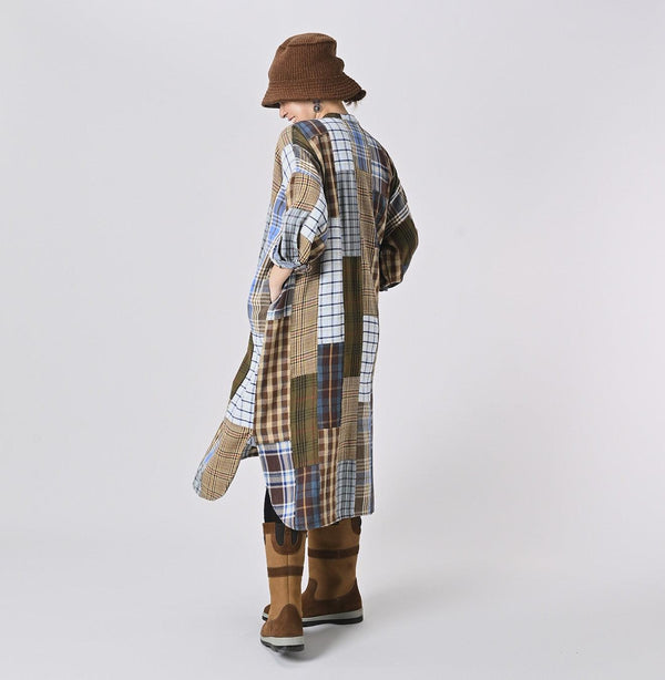 Flannel Patchwork Big Shirt Dress - 45R by 45rpm studio