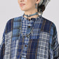 45R Indigo Flannel Patchwork Big Shirt Dress