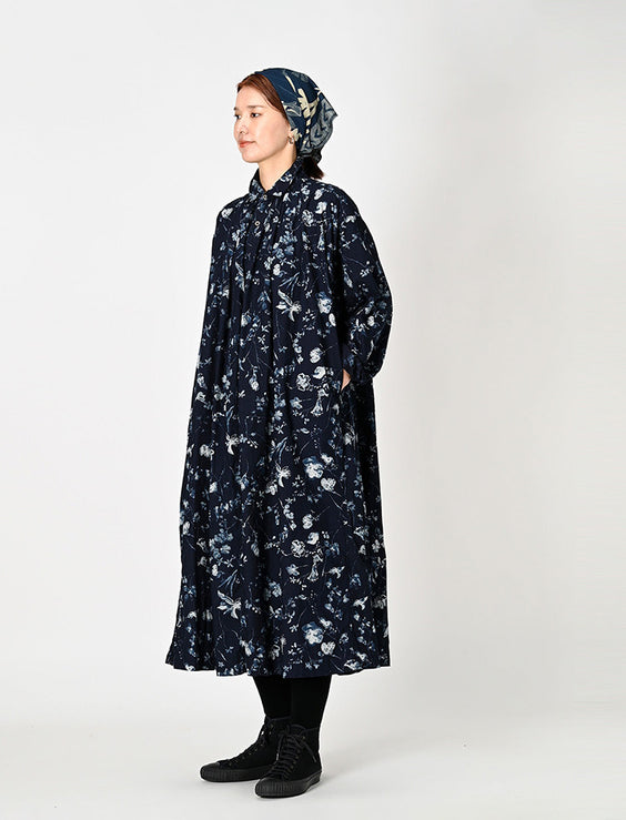 Indigo Winter Flower Kushukushu Dress