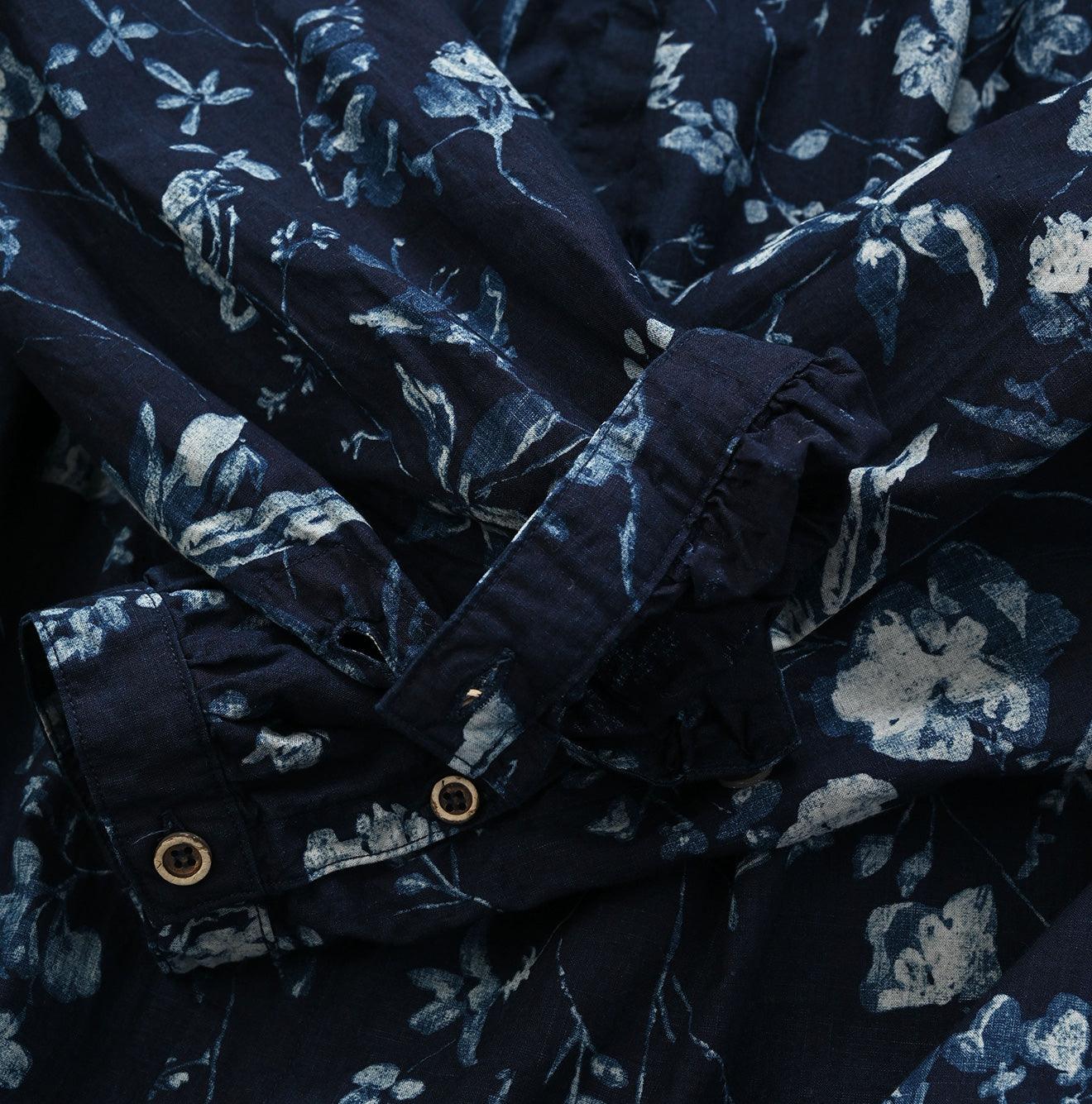 Indigo Winter Flower Kushukushu Dress