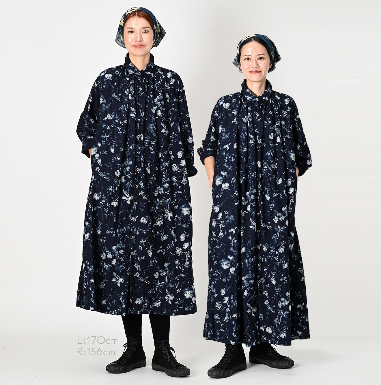 Indigo Winter Flower Kushukushu Dress