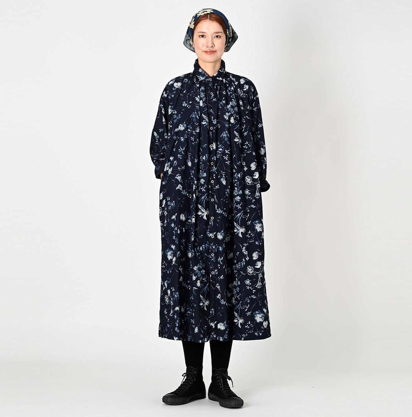 Indigo Winter Flower Kushukushu Dress